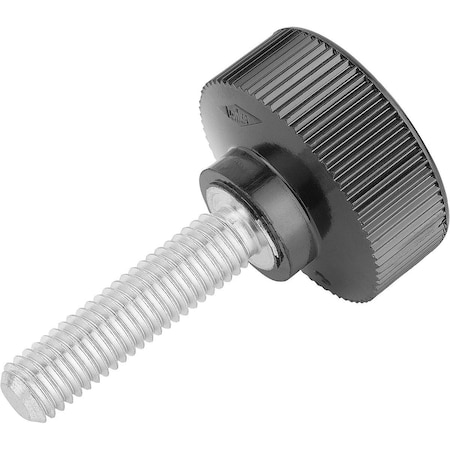 Knurled Screw D=M04X20 D1=18 H=13,5 Thermoset, Comp:Steel